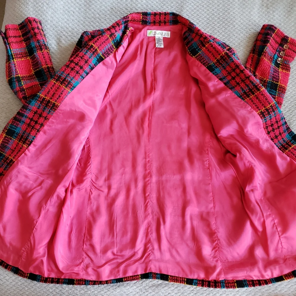Vintage CHAUS Long Magenta Tweed Blazer - Picture 12 of 16